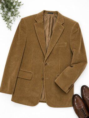 Meeting Street Mens 40S Brown Corduroy Blazer Sport Coat Classic 100% Cotton